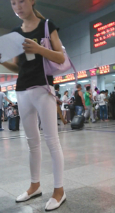 性感超紧白裤OL