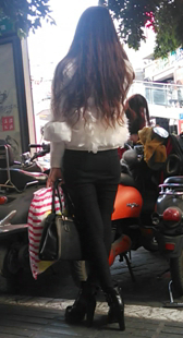 性感美女紧身黑裤买鞋第二季