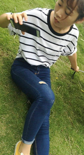 模拍小淋第四季蓝紧牛仔三角特写