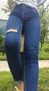 模拍小淋第六季蓝紧牛仔三角区