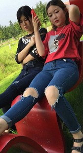 模拍小兰小琴第五季紧身牛仔前三角特写