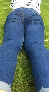 模拍小淋第七季蓝紧牛仔翘臀编