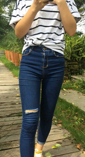 模拍小淋第八季蓝紧牛仔三角区