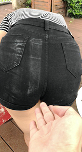 4K模拍小雯第八季牛仔短裤大宽臀长发大学妹