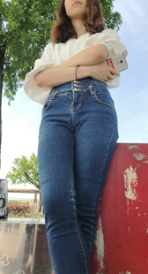 4K模拍小捷第三季牛仔裤紧臀金三角