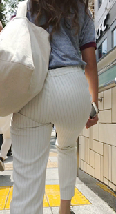 西裤紧身宽大臀OL