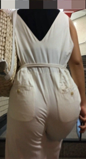 紧身白裤熟女臀战斗力强