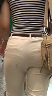 白西裤透内痕紧臀OL