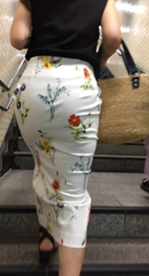 七分紧身花裙OL