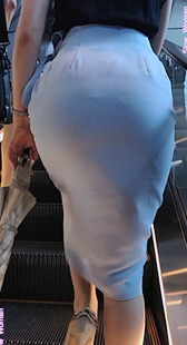 性感灰短裙丰臀高跟OL