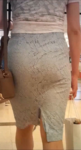 浅蓝色紧身裙性感张紧屁股