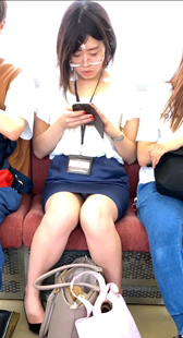 地铁高跟蓝色短裙制服OL