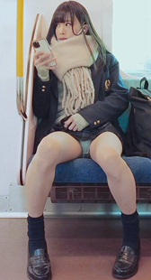 電車対面M字開脚