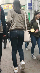 紧身牛仔裤丸尻女士