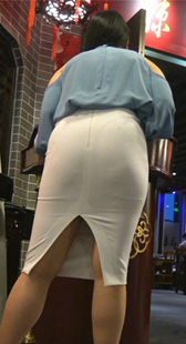 性感开叉白色包臀裙熟女OL