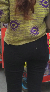 包臀黑裤紧内痕