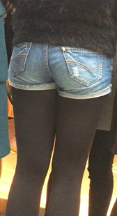 黑丝牛仔热裤翘臀