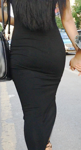 蛇腰大宽臀贴身黑裙