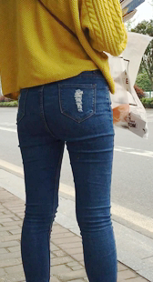 公交站超紧牛仔裤视频