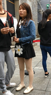古街肉丝黑裙少女