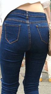 紧身牛仔性感紧绷圆润翘臀