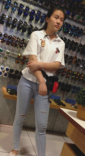 360°全方位蓝色紧牛柜台小妹