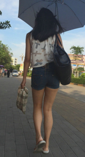 牛仔热裤长腿OL