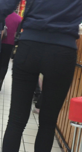 超市长腿紧身黑裤