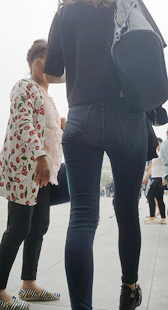 细腰黑牛仔宽臀少女