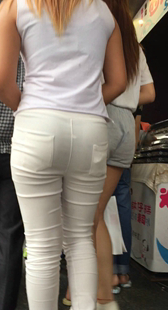 性感白裤透黑内痕