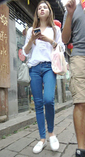 极品蓝牛美女三角特写