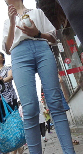 包臀牛仔裤大学生前后摄第二季