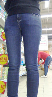 极品牛仔宽臀美三角售货员