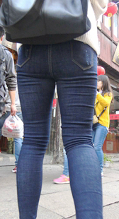 超紧饱满蓝牛翘臀美女