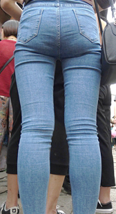 超紧牛仔裤紧内痕PP特写