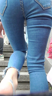 古街超紧蓝牛宽PP美女第二季