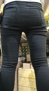 紧身黑裤宽臀开发多