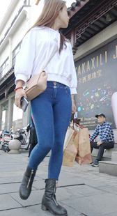 瑜伽牛仔裤丁字裤内痕长发美女第一季