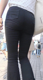 高挑长腿打底裤宽臀少女