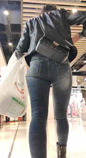 高跟蓝牛巨宽臀紧内痕美女