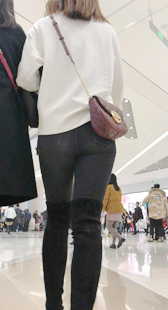 高挑黑牛仔超紧内痕宽大臀