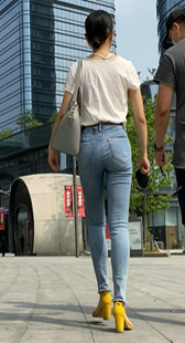 高跟超紧牛仔OL