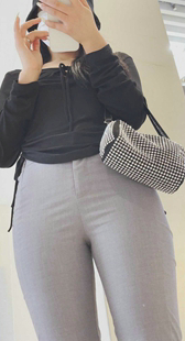 元旦献礼紧身灰西裤紧臀金三角妹子