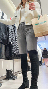 性感灰牛仔紧臀紧三角小姐姐