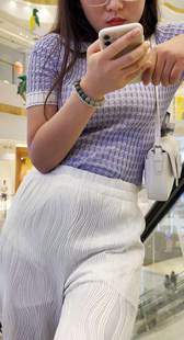 白裤妹子正三角特写