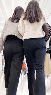 性感黑裤西裤两姐妹