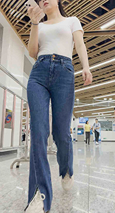 端午节献礼喇叭裤丰臀高腰牛仔妹子