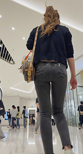 灰牛仔苹果臀紧又翘